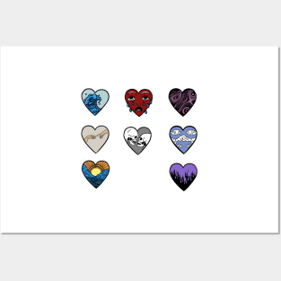 8 hearts sticker pack Posters and Art